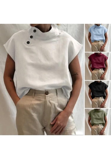 Mavi Celmia Kadın Yaz Bluzlar 2023 Moda Pamuk Keten Blusas Hafif Beyaz Gömlek Casual Chic Tunik Mavi Celmia Kadın Yaz Bluzlar 2023 Moda Pamuk Keten Blusas Hafif Beyaz Gömlek Casual Chic Tunik