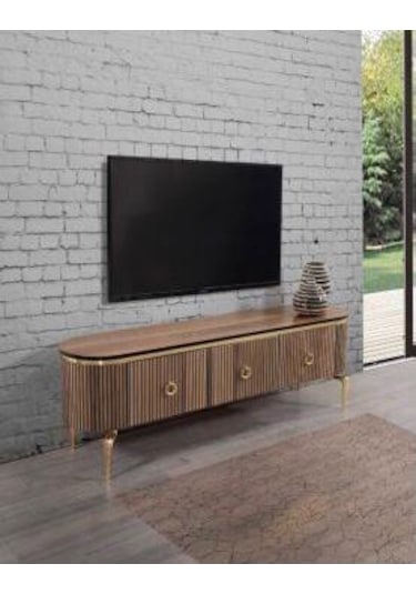 Desing Tv Sehpası Ceviz+gold+200cm