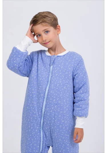 Erkek Çocuk Uyku Tulumu 6-9 Yaş Kalın Elyaf Dolgulu Premium Kalite 2.5 Tog-gök Mavisi Mavi