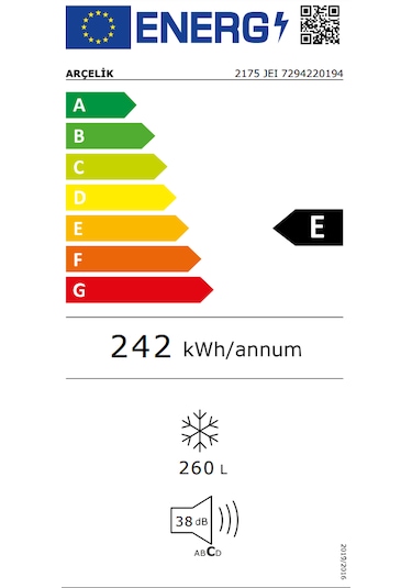 Arçelik 2175 JEI 260 LT 7 Çekmeceli Dikey Derin Dondurucu