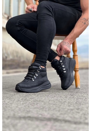 Wagoon Wg035 Kömür Cilt Yüksek Taban Yarım Bilek Bot Çok Renkli