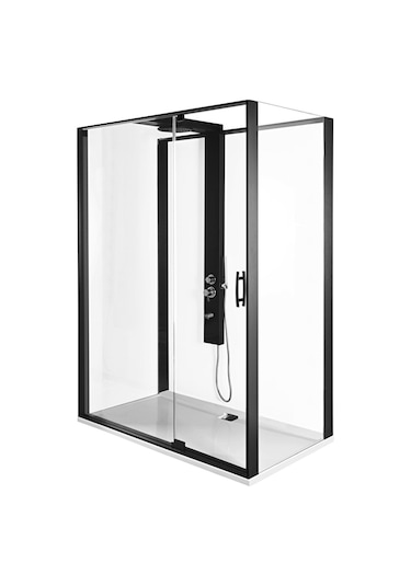 VitrA 56920022000 Zest Kompakt Duş Ünitesi Mat Siyah Sağ 120x90 Cm