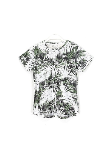 360 Derece Baskılı Şık Erkek Çocuk Tişört 7-15 Yaş Aralığı Beyaz