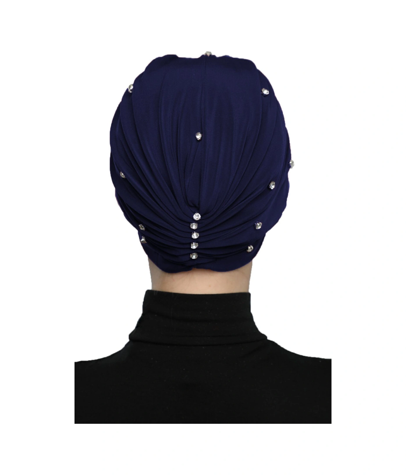 Zeni Taşlı Astarlı El İşi İşlemeli Lacivert Hazır Türban Tesettür Bonesi Lacivert