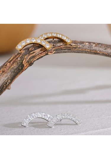 Altın Eetit Narin Parlak Kübik Zirkonya Paslanmaz Çelik Moda Saplama Küpe Minimalist 18k Pvd Kaplama Unisex Takı Erkek Kadın