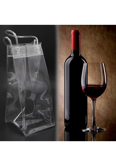 6'lı Paket Şampanya Bira Kırmızı Şarap Şişesi Yalıtımlı Su Geçirmez Taşınabilir Şeffaf Pvc Soğutucu Çantalar Taşıma Saplı Açık Hava Partileri İçin -ge Çok Renkli
