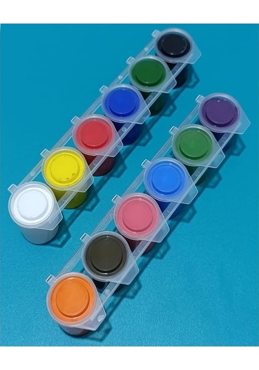 Guaj Boya 12 Renk 25ml 1 Paket Fixpoint Guajboya Seti 12 Li Su Bazlı Şişe Canlı Renkler Resim Okul Çok Renkli
