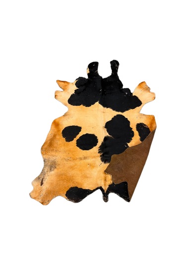 Doğal Renkli Dana Postu Halı - Naturel Halı Post Oranj-siyah