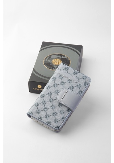 Cengiz Pakel Monogram Kadın Orta Boy Cüzdan 65256Mp Buz Mavi- Buz Mavi