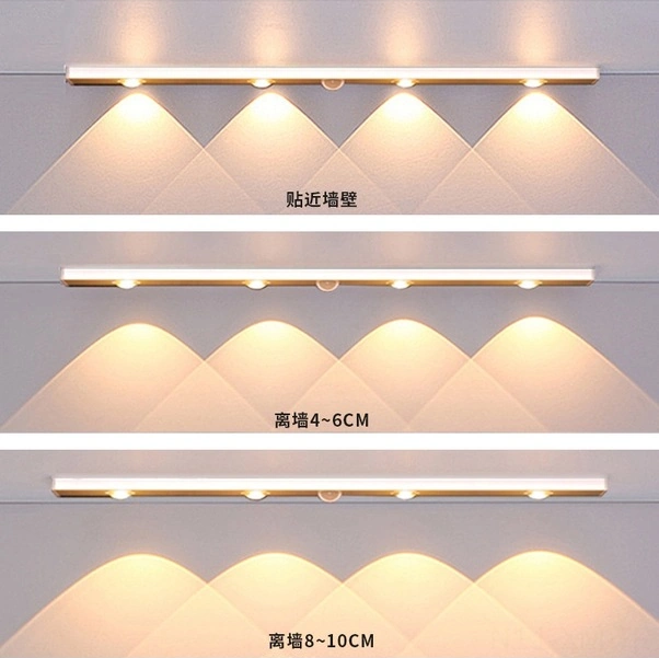 Fortunelane Kablosuz Şarjlı Vücut Algılama Lambası, Otomatik Açma-kapama, 3 Renk, 60cm, 6 Işık Pimi, Beyaz Led Beyaz