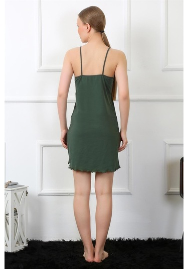 Akbeniz Kadın İp Askılı Yeşil Penye Gecelik 367 - M Yeşil