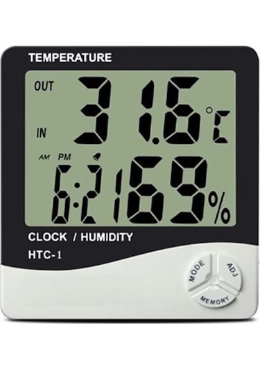 Bebek Odası Masaüstü Dijital Termometre Nem Ölçer Higrometre Saat 5365