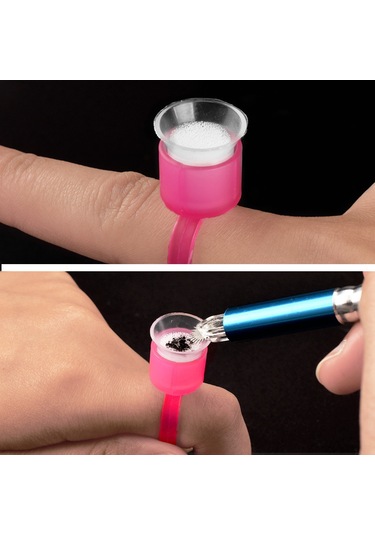 Teltree 50 Adet Tek Kullanımlık Dövme Mürekkep Kabı + 5 Halka İle Mikroblad Ve Pigment Saklama Seti