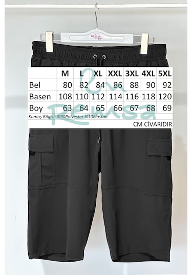 Kargo Cep Erkek Şort Kapri Mayo Rks-09 Siyah Siyah