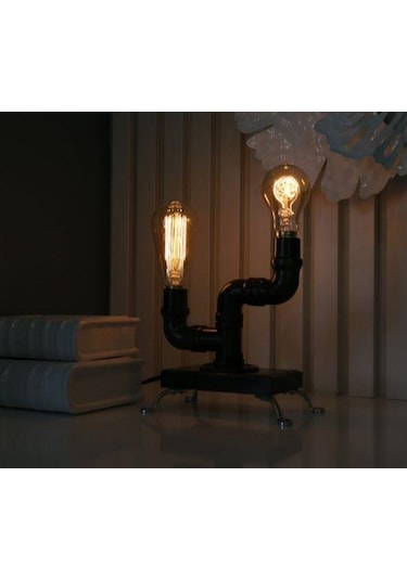 Borulardan Masa Lambası,endüstriyel Minimalist Lamba,hediyelik Rustik Siyah