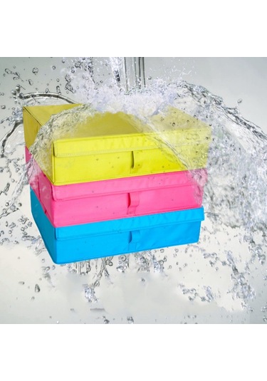 Sones Oxford Kumaş İç Çamaşırı Çorap Çeşitleri Kapaklı Saklama Kutusu Siyah