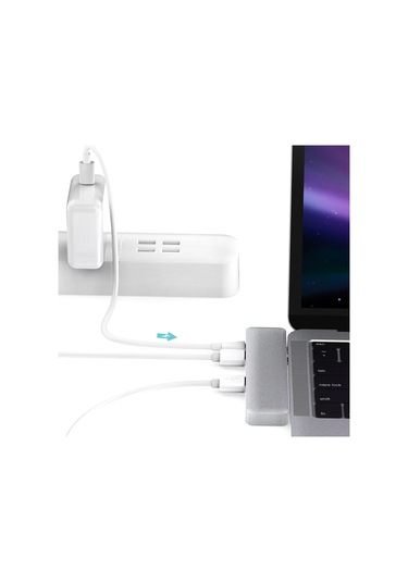 Springsun Alüminyum Alaşımlı 7'si 1 Arada Çoklu Bağlantı Noktalı Hub, Çift Usb-c Bağlantı Noktası, 4k Video Hd Çıkış Bağlantı