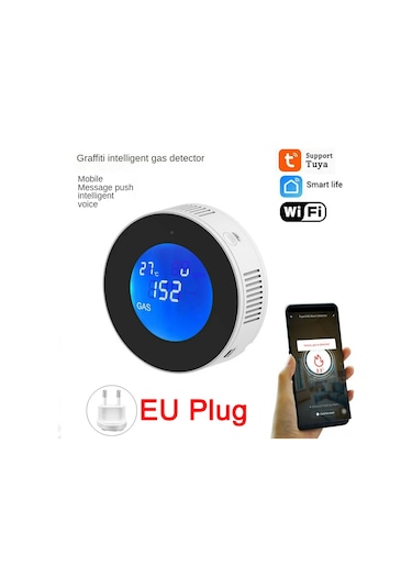 Xindoker Ev İçin Akıllı Wi-fi Gaz Sızıntısı Tespit Cihazı, 80db Alarm, Tuya Uyumlu, Avrupa Standartı, Usb Beslemeli