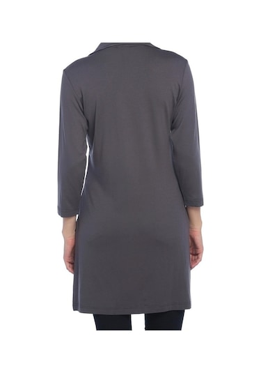 Bulalgiy Kadın Gri Uzun Ceket-Hırka - Bga029712