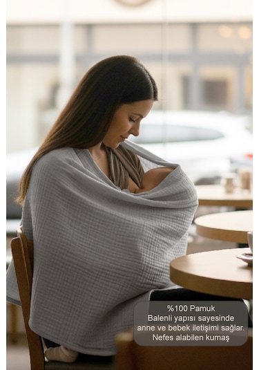 2 Katlı Balenli Müslin Emzirme Önlüğü - Emöngri