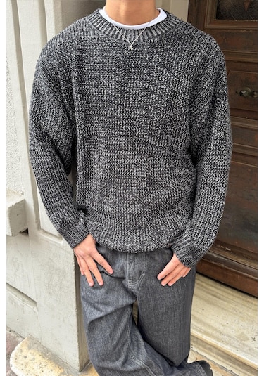 Flaw Örgü Model Triko Kazak Siyah-28497 Siyah