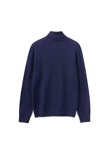 Benetton Erk Boğazlı Merino Kazak- Lacivert