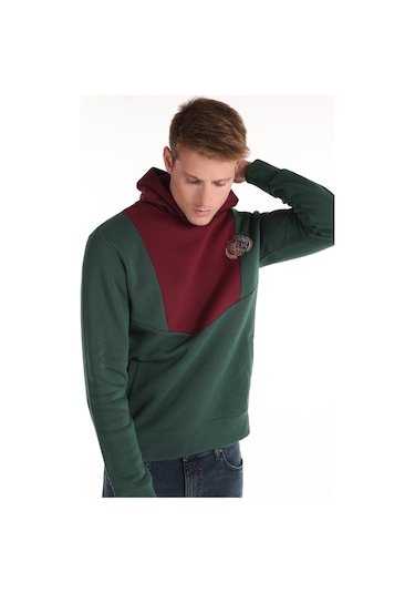 Colins Regular Fit Baskılı Yeşil Erkek Sweatshirt Cl1066253 Koyu Yeşil
