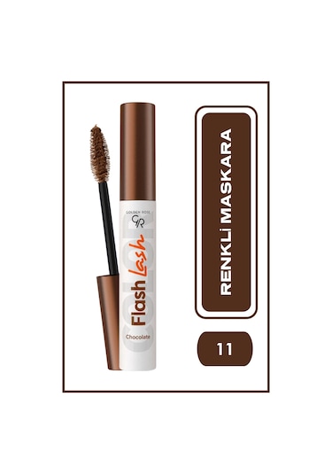 Golden Rose Suya Dayanıklı Förmüllü Hacim Veren Flash Lash Renkli Maskara 11 Chocolate