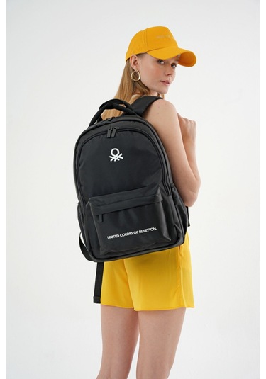United Colors Of Benetton Unisex Çocuk/yetişkin Okul Günlük Ve Seyahat Sırt Çantası - Siyah - 20965 Çok Renkli