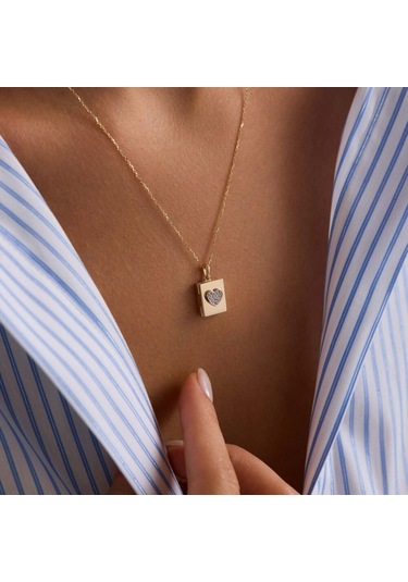 Sembolgold Sevimli Kapaklı Kalp Kolye Taşlı 10.1 Mm 45 Cm T14383 Renkli