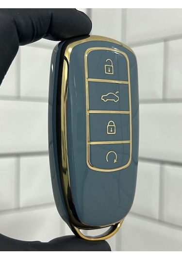 Chery Tiggo 8 Pro Smart Uyumlu Anahtar Kılıfı Gri - Gold