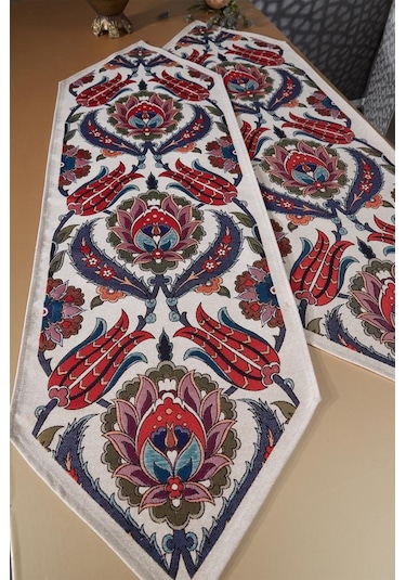 Çeyiz Diyarı Pınar 2li Lüks Runner 45x140 Cm Çok Renkli