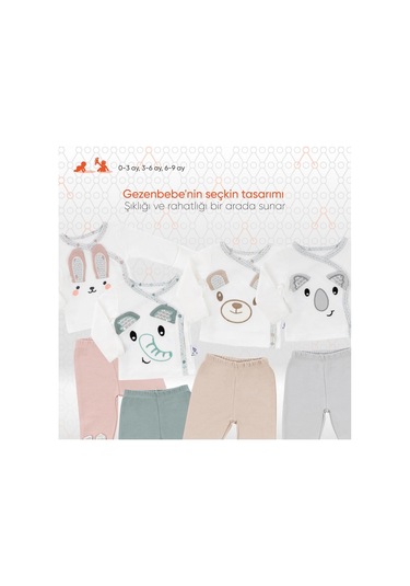 Gezenbebe Hero Bebekler İçin Nakışlı Zıbın Ve Patikli Pantolon Set 6-9 Ay