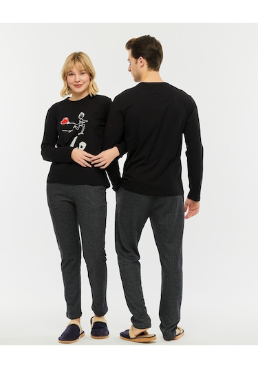 Bella Dossi Çiftlere Özel Kombin Love Pijama Takımı Siyah