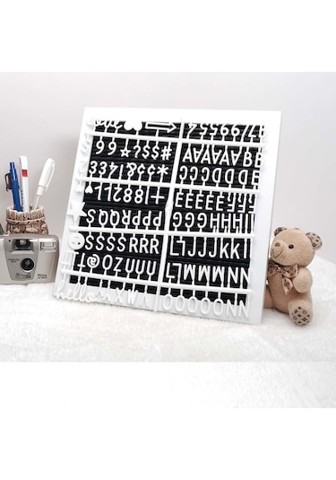 Değiştirilebilir Beyaz Yazı Panosu Mesaj Tahtası - Beyaz Harf Set