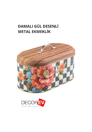 Decorev Çiçek Desenli Metal Ekmeklik