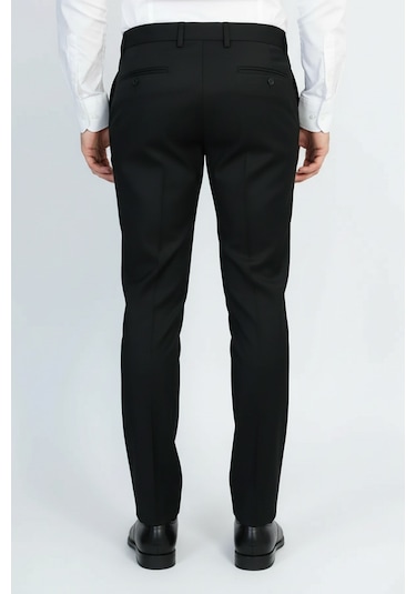 Slim Fit Düz Siyah Klasik Erkek Pantolon Wessi Siyah