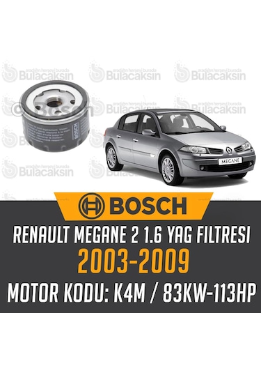 Renault Megane 2 1.6 16V Bosch Yağ Filtresi 2003-2009 N11.17211