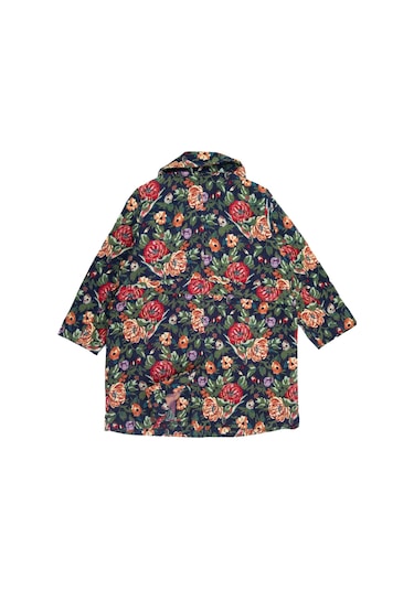 Jakarlı Çiçek Desenli Kız Çocuk Kaban 001