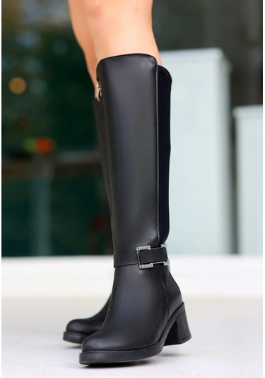 Biçomi Emrat Siyah Cilt Topuklu Çizme Çok Renkli