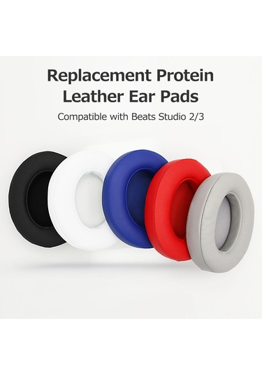 Konesam Beats Studio 2/3 İçin Protein Deri Hafıza Köpük Yerine Konulabilir Kulaklık Örtüsü Beyaz Beyaz