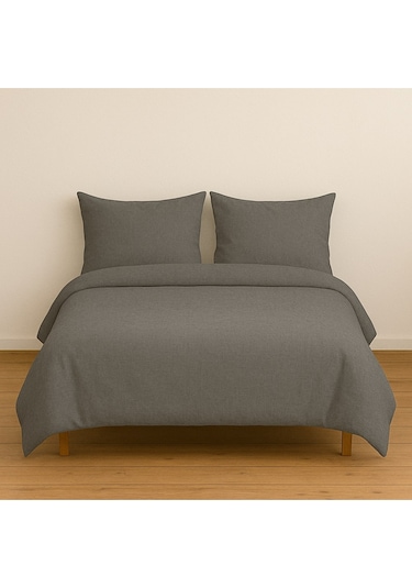 Çift Kişilik Düz Renk Antrasit Nevresim + 2 Adet Yastık Kılıfı Antrasit