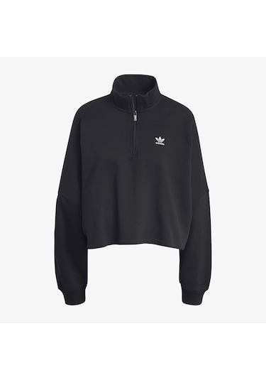 Adidas Essentials Fleece Yarım Fermuarlı Kadın Siyah Hoodie Düz Iw5726 Siyah
