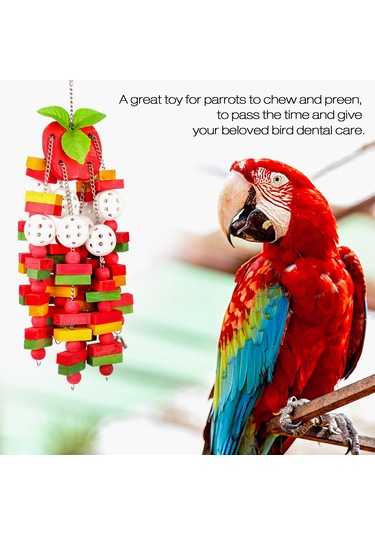 Samdoo Kuşlar İçin Ahşap Çiğneme Oyuncakları, Doğal Malzeme, Papaganlar İçin Diş Bakımı Ve Zaman Geçirme, El Yapımı Elma Şeridi Oyuncağı