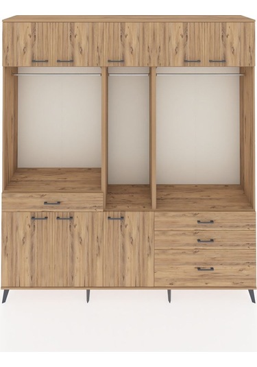 Hyperion Dolap 8 Raflı 4 Çekmeceli 3 Askılı 220x44x243 Çam-çam/çam Atlas Çam/atlas Çam