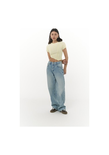 Norris Asimetrik Sarı Crop Sarı