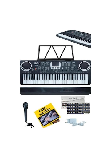 Midex PS-1500BK Başlangıç İçin 61 Tuşlu Org Notalık ve Adaptörlü