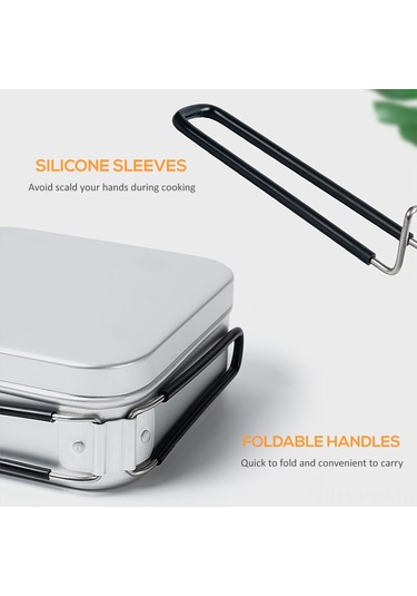 Kosona 1600ml Alüminyum Çift Kollü Yemek Kutusu - Dayanıklı, Hafif, Ev Ve Doğa İçin Uygun Gümüş