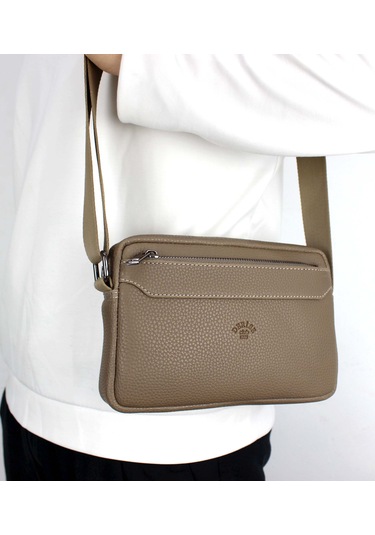 Unisex Vizon Orta Boy Askılı Postacı Omuz Çantası Vizon