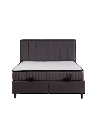 Kilim Mobilya Royal Plus Sandıklı Baza Başlık Paket Yaylı Pedli Yatak Seti Antrasit 160 X 200